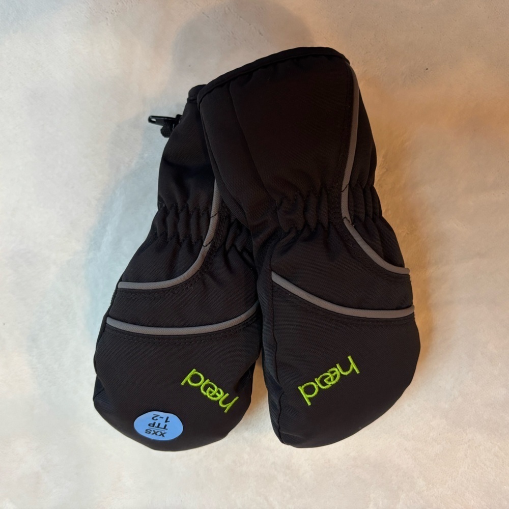 New Head Mittens Kids Gloves Black Snow Ski Size XXS 1-2T